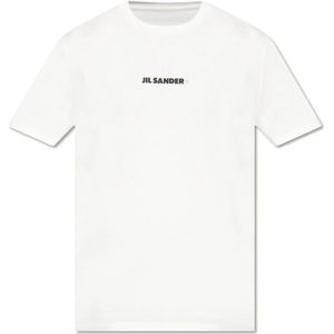 Jil Sander, Tops, Heren, Beige, XL, Katoen, Katoenen T-shirt met een logo