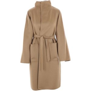 Max Mara, Mantels, Dames, Bruin, XS, Bruine Cashmere Wrap Coat