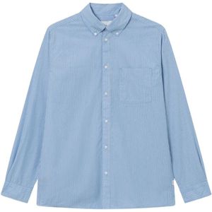 Les Deux, Overhemden, Heren, Blauw, S, Kent Poplin Gestreept Overhemd