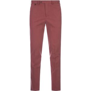 PT Torino, Broeken, Heren, Rood, 4Xl, Katoen, Rode katoen-lyocell broek met middelhoge taille