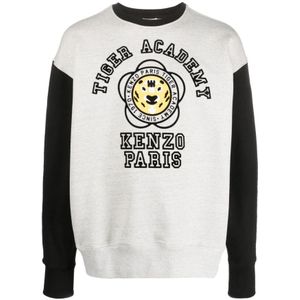 Kenzo, Sweatshirts & Hoodies, Heren, Grijs, L, Katoen, Logo-Print Sweatshirt