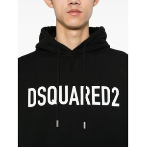 Dsquared2, Sweatshirts & Hoodies, Heren, Zwart, L, Katoen, Zwarte Sweatshirt met Logoprint