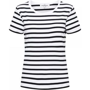 &Co Woman, Tops, Dames, Veelkleurig, XL, Katoen, Zwart Multi Streep Korte Mouw T-shirt