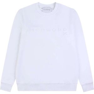 John Richmond, Logo Sweatshirt met Ronde Hals en Lange Mouwen Wit, Heren, Maat:L