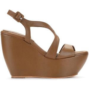 Paloma Barceló, Schoenen, Dames, Bruin, 40 EU, Leer, Bruine Leren Sleehak Sandaal