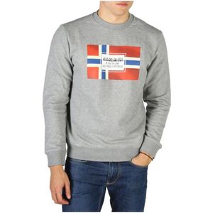 Napapijri, Sweatshirts & Hoodies, Heren, Grijs, S, Katoen, Logo-Emblazoned Sweatshirt van Katoen-Polyester Mix