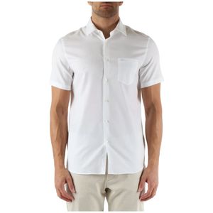 Lacoste, Overhemden, Heren, Wit, XL, Katoen, Regular Fit Katoenen Korte Mouw Overhemd