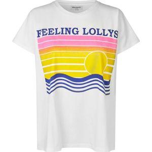 Lollys Laundry, Tops, Dames, Wit, S, Katoen, Grafische Print T-shirt Wit