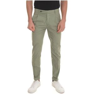 Berwich, Stone Washed Retro-GD Chino Broek Groen, Heren, Maat:L