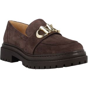 Michael Kors, Schoenen, Dames, Bruin, 36 EU, Chocolade Leren Mocassins met 4cm Rubberen Zool