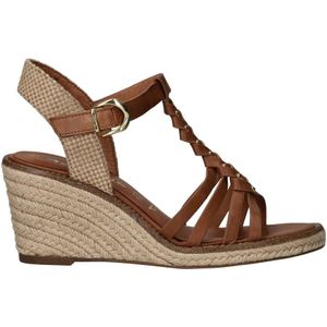 Tamaris, Bruine Gevlochten Sleehak Sandalen Bruin, Dames, Maat:40 EU