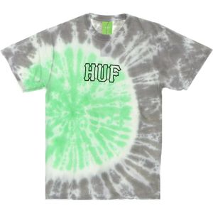 Huf, Tops, Heren, Veelkleurig, L, Katoen, Groene Tie-Dye Tee Heren T-shirt