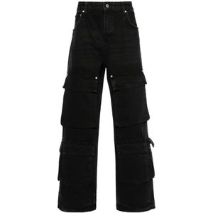 Represent, Jeans, Heren, Zwart, W31, Katoen, Zwarte Wijde Jeans Versleten Gescheurd