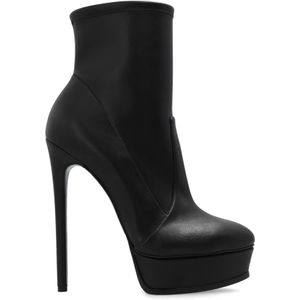 Casadei, Schoenen, Dames, Zwart, 40 EU, Leer, Platform enkellaarzen