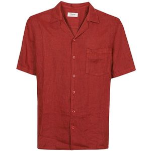 Tela Genova, Overhemden, Heren, Rood, L, Bruine korte mouwen overhemd met zak