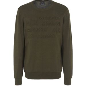 Armani Exchange, Sweatshirts & Hoodies, Heren, Groen, 2Xl, Katoen, Biologisch katoenen trui met geribbelde details