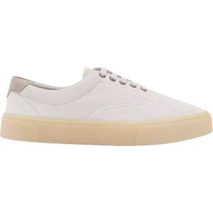 Brunello Cucinelli, Schoenen, Heren, Wit, 42 EU, Suède, Suede Low-Top Sneakers met Logo Detail