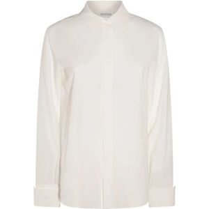 Sportmax, Blouses & Shirts, Dames, Wit, M, Witte Blouse Regular Fit Button-Down Kraag