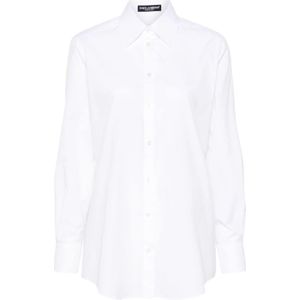 Dolce & Gabbana, Blouses & Shirts, Dames, Wit, XS, Katoen, Witte Katoenen Poplin Overhemd