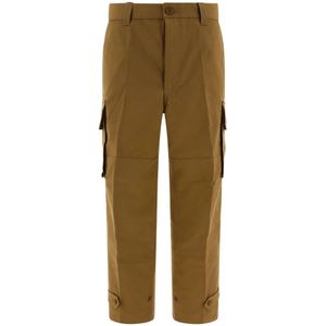 Comme des Garçons, Herringbone Katoen Cargo Broek Beige, Heren, Maat:L