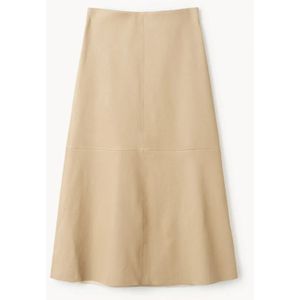 By Malene Birger, Rokken, Dames, Beige, L, Leer, Leren Midi Rok Zand Beige