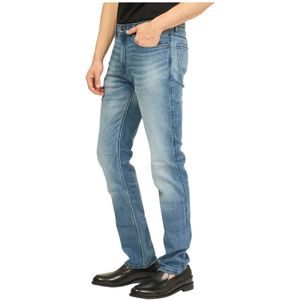 Hugo Boss, Jeans, Heren, Blauw, W34, Denim, Blauwe Slim Fit Jeans Vintage Stijl