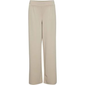 Ichi, Broeken, Dames, Beige, L, Polyester, Lange Wijde Regular Damesbroek