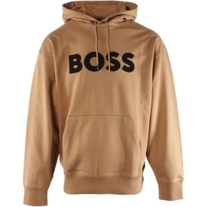 Hugo Boss, Sweatshirts & Hoodies, Heren, Bruin, L, Katoen, Bruin/Karamel Katoen Oversized Trui