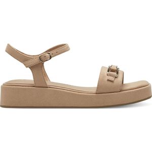 Marco Tozzi, Schoenen, Dames, Beige, 37 EU, Beige Platte Sandalen voor Vrouwen