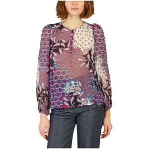 Ba&Sh, Blouses & Shirts, Dames, Veelkleurig, S, Paarse Flowing Cut Blouse met Schouder Cut-Outs