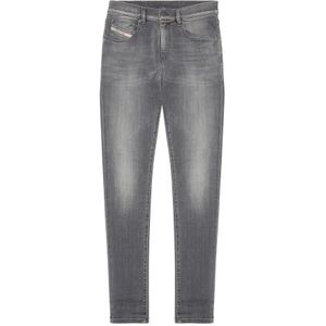 Diesel, 2019 D Strukt 09F91 Slim-fit Jeans Grijs, Heren, Maat:W31 L32