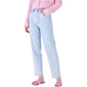 Silvian Heach, Jeans, Dames, Blauw, W34, Katoen, Rechte jeans met hoge taille