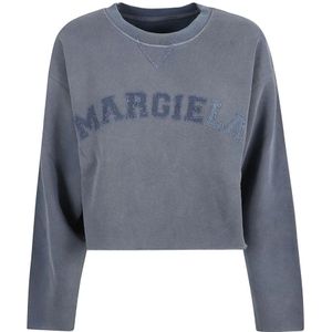 Maison Margiela, Sweatshirts & Hoodies, Dames, Blauw, L, Katoen, Blauwe Sweaters van Maison Margiela