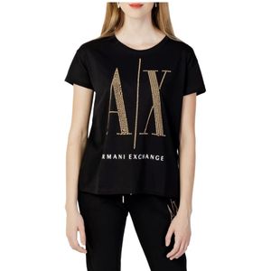 Armani Exchange, Tops, Dames, Zwart, XS, Katoen, Lente/Zomer Dames T-Shirt 100% Katoen