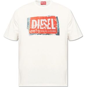 Diesel, Tops, Heren, Wit, S, Katoen, T-shirt `T-Adjust-Q6`