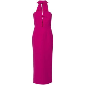 The New Arrivals Ilkyaz Ozel, Fuchsia Roze Jurk met Strikdetails Roze, Dames, Maat:M