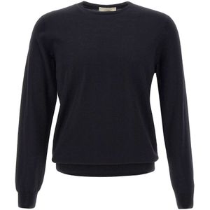 Filippo De Laurentiis, Truien, Heren, Blauw, XL, Wol, Merino Wol Navy Blauw Pullover Trui