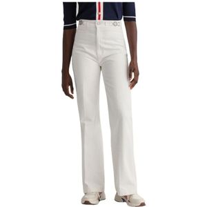 Gant, Hoge taille Flare Jeans in Ecru Wit, Dames, Maat:W28