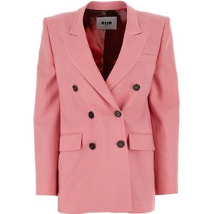 Msgm, Roze Stretch Blazer Roze, Dames, Maat:2XS