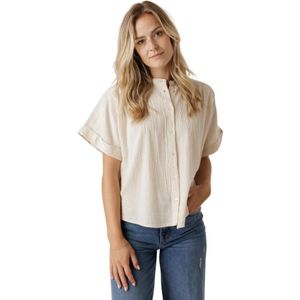 By-Bar, Blouses & Shirts, Dames, Beige, XS, Katoen, Alex Rib Blouse Off White