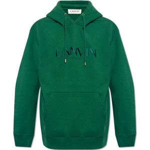 Lanvin, Sweatshirts & Hoodies, Heren, Groen, M, Katoen, Hoodie met logo