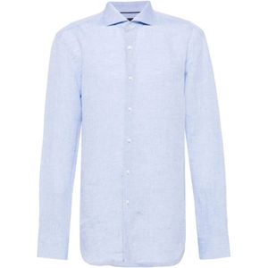 Hugo Boss, Overhemden, Heren, Blauw, XL, Linnen, Formal Shirts