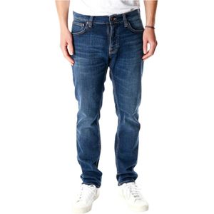 Nudie Jeans Slim Fit Jeans Grim Tim van Biologisch Katoen Indigo Myth