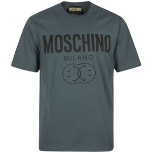 Moschino, Tops, Heren, Groen, XL, Katoen, Fantasie Groene T-Shirt