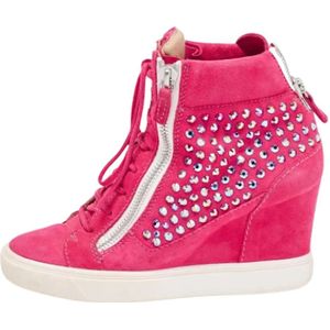 Giuseppe Zanotti Pre-owned, Pre-owned, Dames, Roze, 39 EU, Suède, Pre-owned Suede sneakers