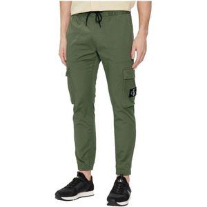 Calvin Klein Jeans, Broeken, Heren, Groen, M, Katoen, Stijlvolle Groene Katoenen Broek met Zakken