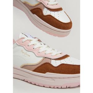 Pepe Jeans, Schoenen, Dames, Veelkleurig, 39 EU, Suède, Klassieke Leren Sneakers met Suède Details