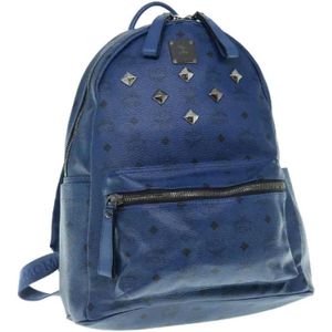 MCM Pre-owned, Pre-owned, Dames, Blauw, ONE Size, Leer, Pre-owned Plastic backpacks