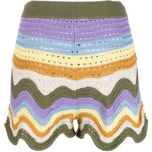 Zimmermann, Korte broeken, Dames, Veelkleurig, M, Katoen, Multicolor Gestreepte Gebreide Shorts