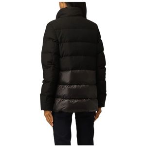 Woolrich, Jassen, Dames, Zwart, L, Polyester, Korte Luxe Puffy Donsjas